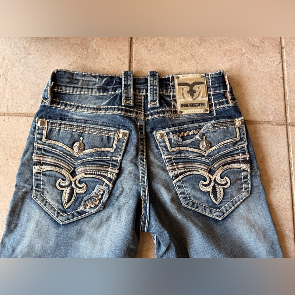 Blue Denim Jeans with Orange Stitching